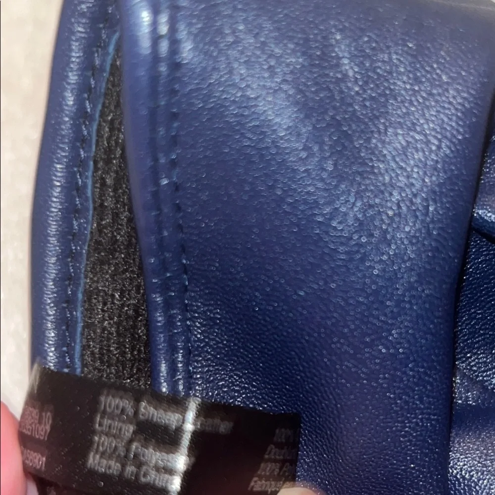 Karen Millen Navy Blue Leather Gloves